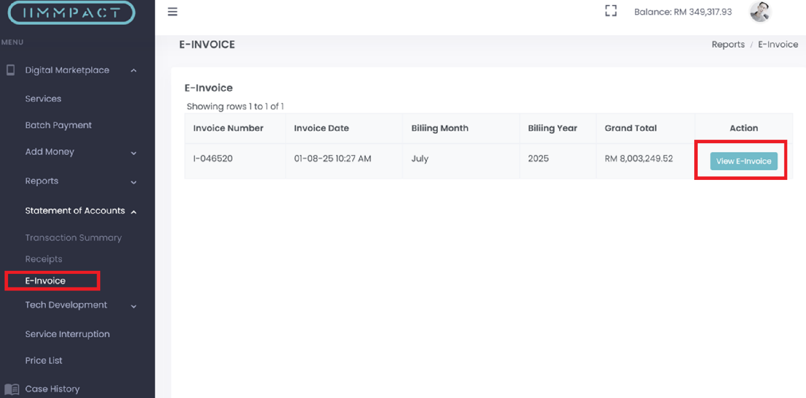 e-Invoice Dashboard